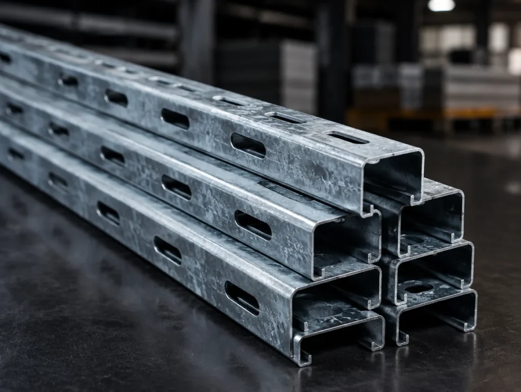 Industrial slotted metal channel